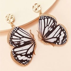 “Luxurious Butterfly” Elegant Swallowtail Brown Black Striped Gold Ornate Dangle